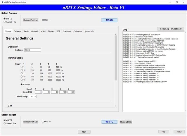 uBITX Manager - A GUI Tool for the hackable uBITX - It's HAM RADIO