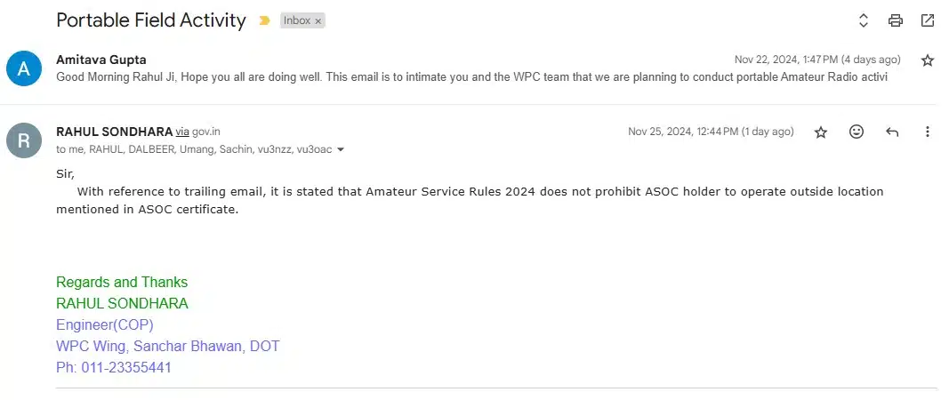 amateur-radio-service-rules-email-response-from-wpc-official-regarding-temporary-and-field-operations-in-india